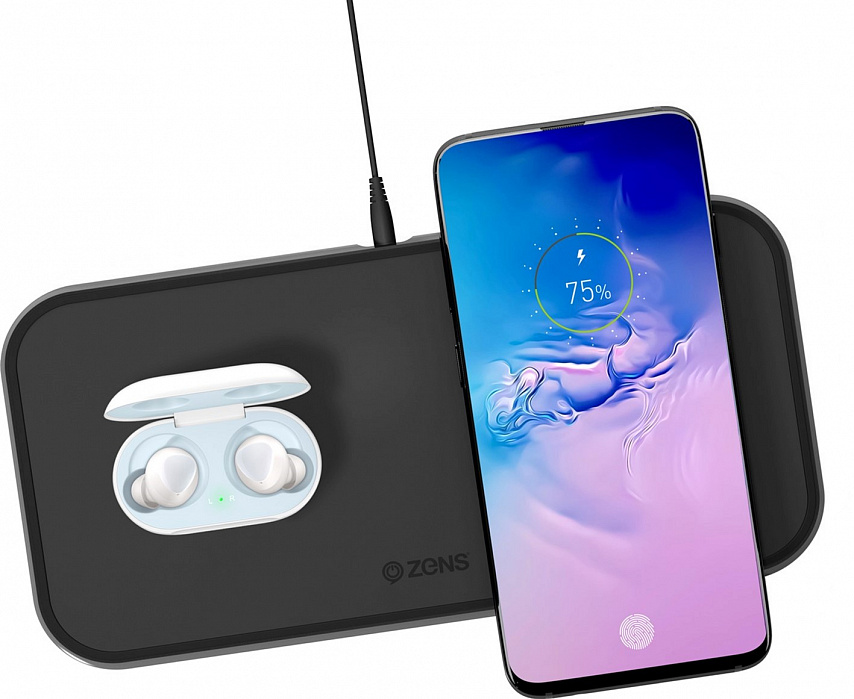 Беспроводное зарядное устройство Zens Dual Aluminium Wireless Charger ZEDC04B (Black) купить в интернет-магазине icover