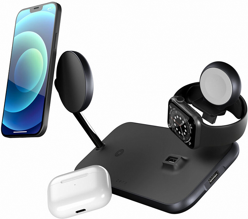 Беспроводное зарядное устройство Zens Aluminium 4-in-1 Magnetic Wireless Charger (ZEDC18B/00) купить в интернет-магазине icover