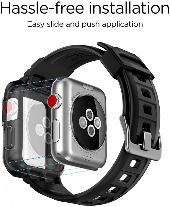 Чехол с ремешком Spigen Rugged Armor Pro для Apple Watch series 7/SE/6/5/4 45mm/44mm (Black) купить в интернет-магазине icover