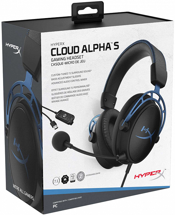 Игровые наушники HyperX Cloud Alpha S HX-HSCAS-BL/WW (Black/Blue) купить в интернет-магазине icover