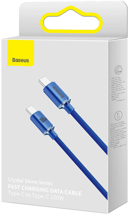 Кабель Baseus Crystal Shine (CAJY000703) USB-C/USB-C 100W 2m (Blue) купить в интернет-магазине icover