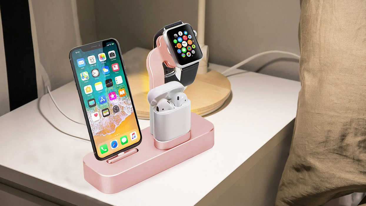 Док-станция COTEetCI Base19 (CS7201-MRG) для Apple Watch/iPhone/AirPods (Rose Gold) купить в интернет-магазине icover