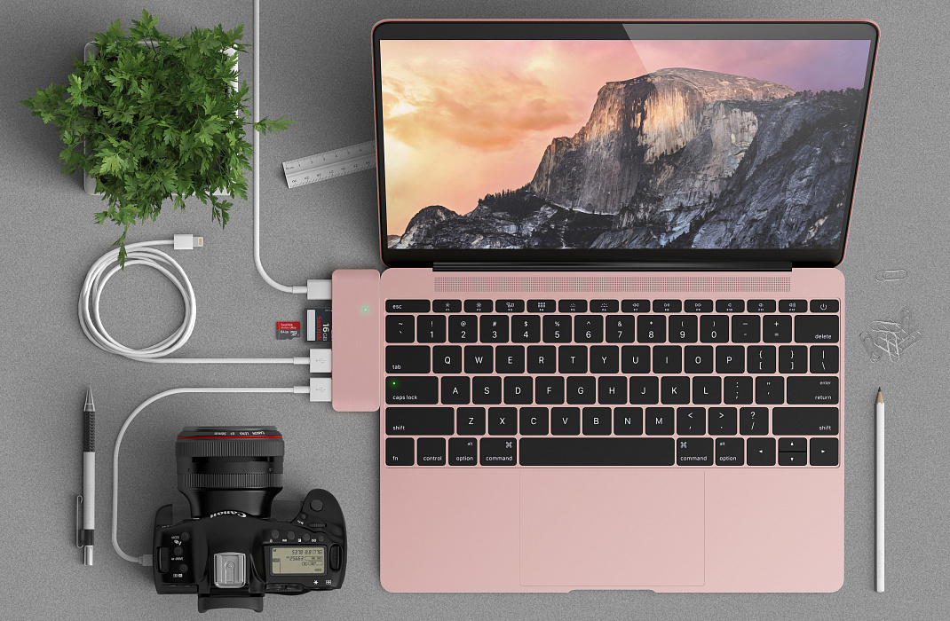 USB-хаб Satechi Combo Hub USB Type-C ST-TCUPR (Rose Gold) купить в интернет-магазине icover