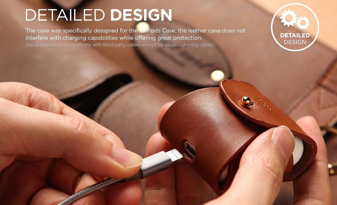 Чехол Elago Genuine Cow Leather Case (EAPLE-BK) для AirPods (Black) купить в интернет-магазине icover