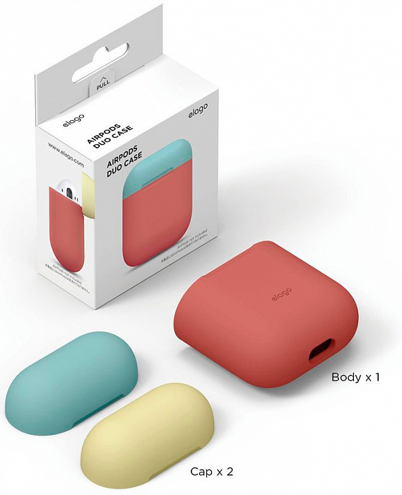 Чехол Elago Silicone DUO (EAPDO-IRO-CBLYE) для AirPods (Rose/Blue/Yellow) купить в интернет-магазине icover