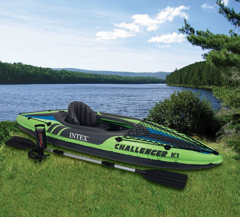 Intex Challenger K1 Kayak (с68305) - надувная байдарка (Green/Black) купить в интернет-магазине icover