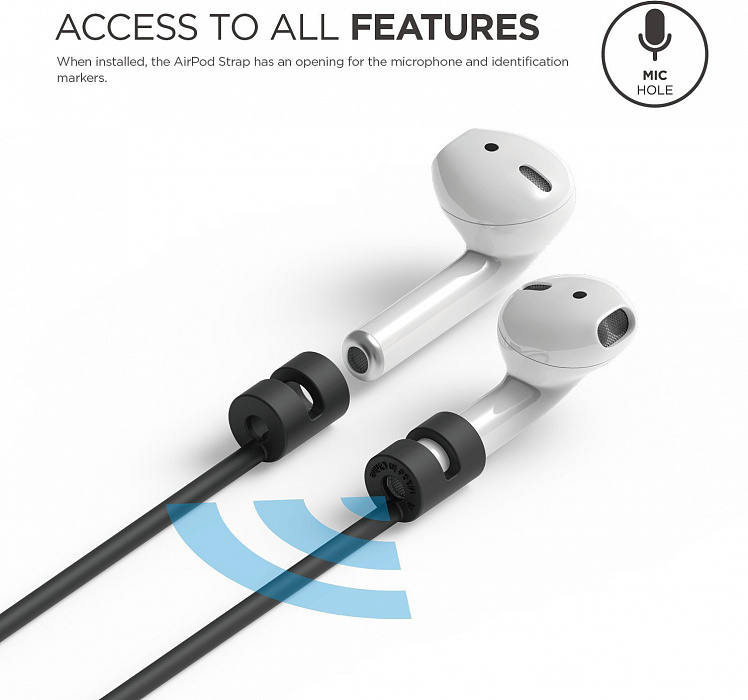 Держатель Elago Strap (ESTR-AP-BK) для AirPods (Black) купить в интернет-магазине icover