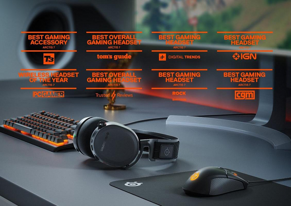 Беспроводные наушники с микрофоном Steelseries Arctis 7 2019 Edition (Black) купить в интернет-магазине icover