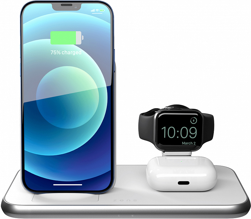 Беспроводное зарядное устройство Zens Aluminium 4-in-1 Stand Wireless Charger (ZEDC15W/00) купить в интернет-магазине icover