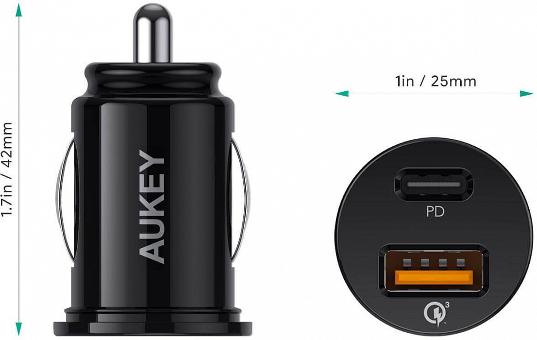 Автомобильная зарядка Aukey CC-Y11 (Black) купить в интернет-магазине icover