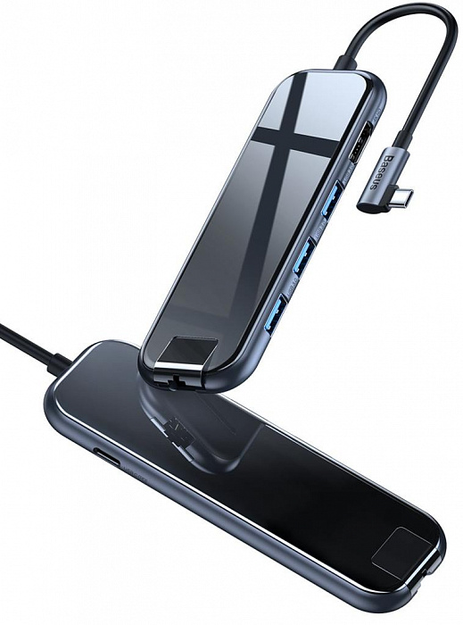 USB-концентратор Baseus Multi-functional Hub (CAHUB-DZ0G) USB-C to HDMI/3xUSB 3.0/RJ45/PD (Deep Grey) купить в интернет-магазине icover