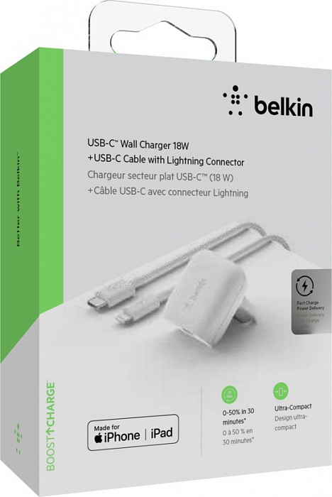 Сетевое зарядное устройство Belkin Boost Charge (F7U096vf04-WHT) для iPhone/iPad (White) купить в интернет-магазине icover