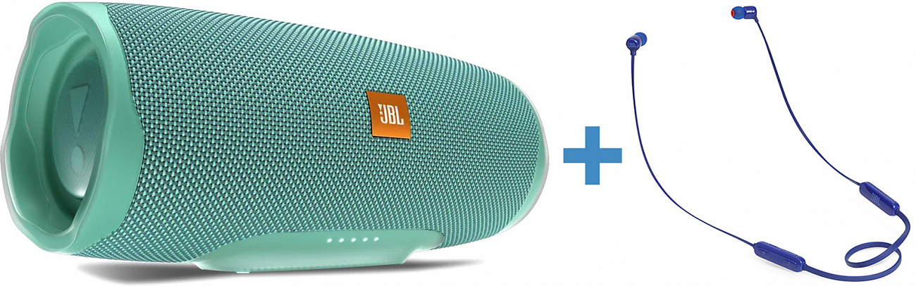 Портативная акустика JBL Charge 4 + наушники JBL T110BT (Teal/Blue) купить в интернет-магазине icover