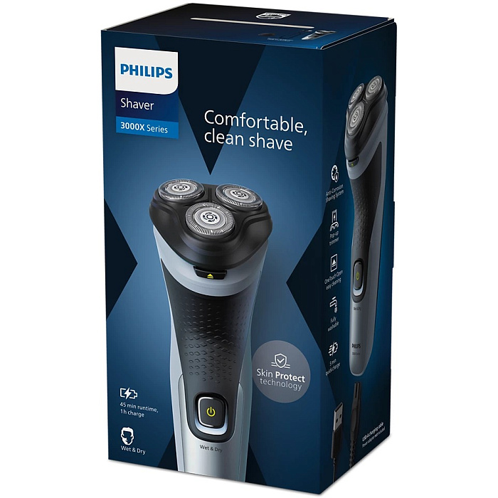 Электрическая бритва Philips 3000X Series X3063/00 (Blue) купить в интернет-магазине icover
