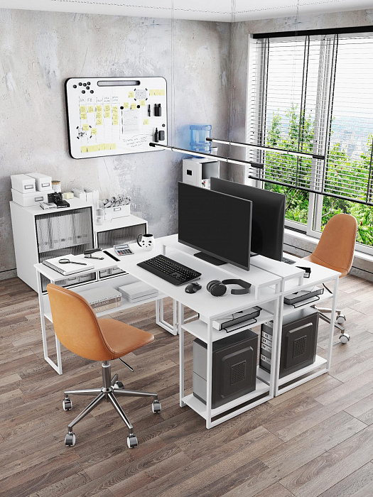 Стол компьютерный угловой лофт Ridberg TEXAS (White) купить в интернет-магазине icover