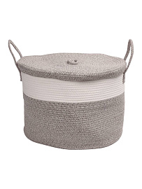 Тканевая корзина Ridberg L с крышкой (White/Grey) купить в интернет-магазине icover