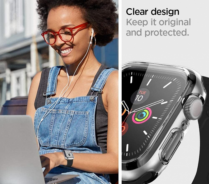 Чехол Spigen Ultra Hybrid (ACS00428) для Apple Watch Series SE/6/4/5 44mm (Clear) купить в интернет-магазине icover