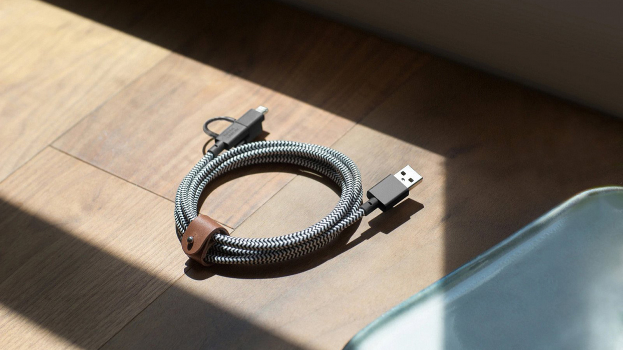 Кабель для iPhone, iPad Native Union Belt Universal (BELT-KV-ULC-ZEB-V2) USB to Lightning/microUSB/USB-C 2m (Zebra) купить в интернет-магазине icover