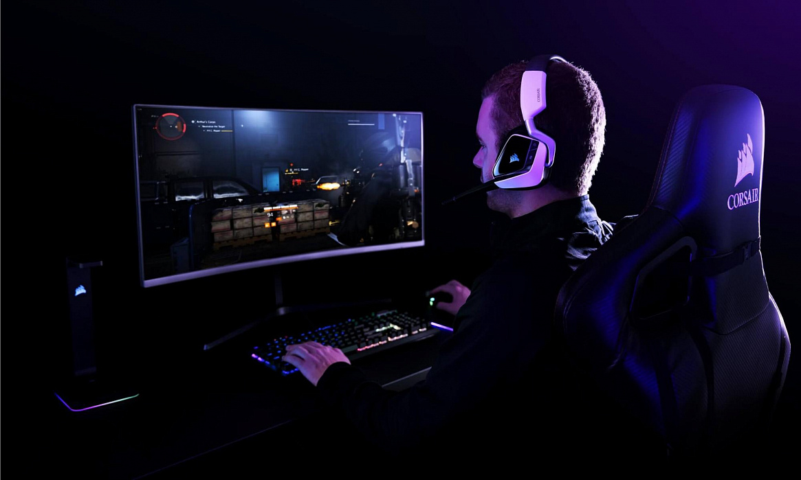 Беспроводная игровая гарнитура Corsair Gaming VOID RGB Elite CA-9011202-EU (White) купить в интернет-магазине icover