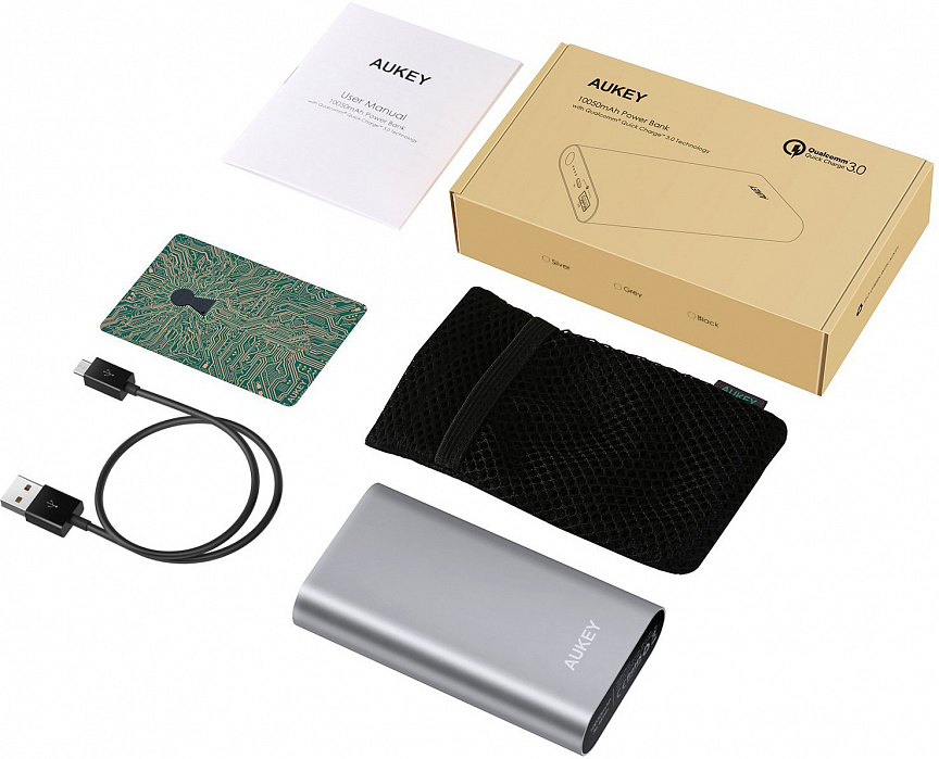 Внешний аккумулятор Aukey Power Bank 10050 mAh PB-T15 (Gray) купить в интернет-магазине icover