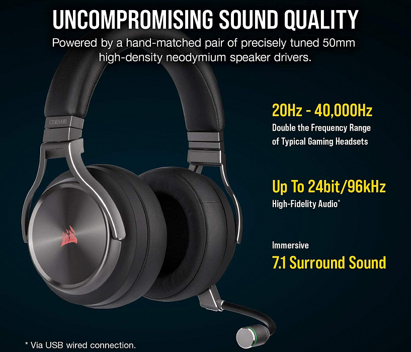 Игровая гарнитура Corsair Gaming Virtuoso RGB Wireless CA-9011180-EU (Gunmetal) купить в интернет-магазине icover