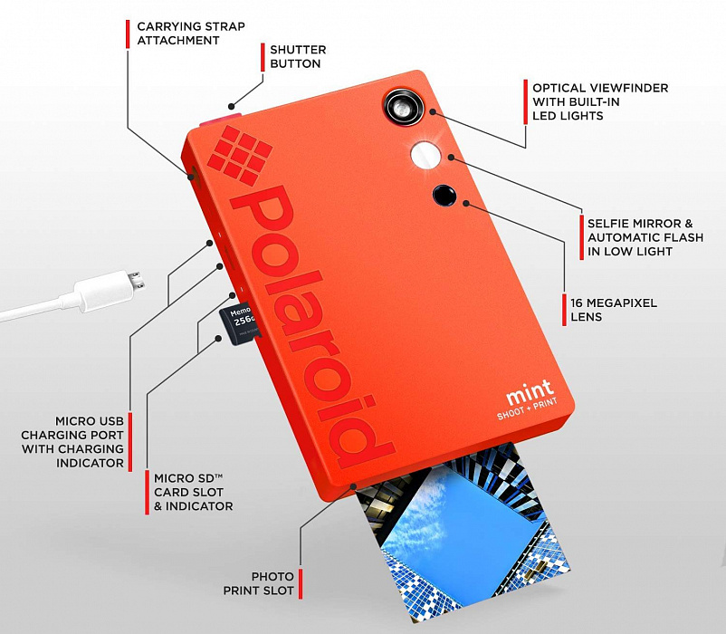 Моментальная фотокамера Polaroid Mint POLSP02R (Red) купить в интернет-магазине icover