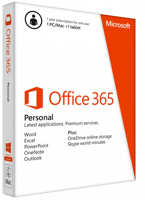 Microsoft Office 365 Personal - офисный пакет приложений, 1 лицензия на 1 устройство, подписка на 1 год (QQ2-00090) купить в интернет-магазине icover