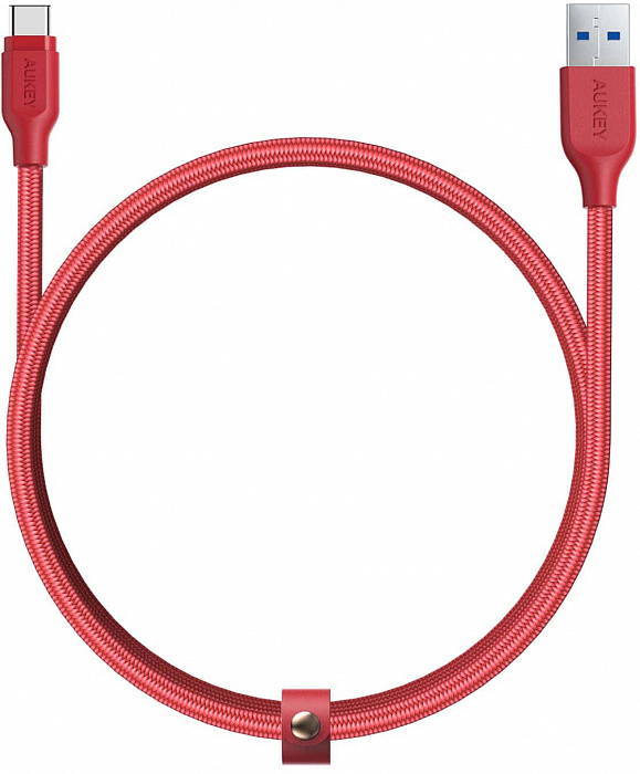 Кабель Aukey Braided Nylon (CB-AC1) USB-C to USB-A 3.1 1.2m (Red) купить в интернет-магазине icover