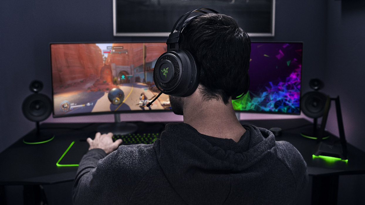 Игровая гарнитура Razer Nari Ultimate Wireless RZ04-02670100-R3M1 (Black/Green) купить в интернет-магазине icover