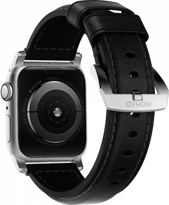 Ремешок Nomad Traditional Strap (NM1A41ST00) для Apple Watch Series SE/6/2/3/4 42/44 mm (Black/Silver) купить в интернет-магазине icover