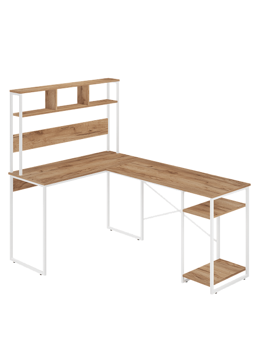 Стол компьютерный угловой лофт Ridberg ALASKA (Oak/White) купить в интернет-магазине icover