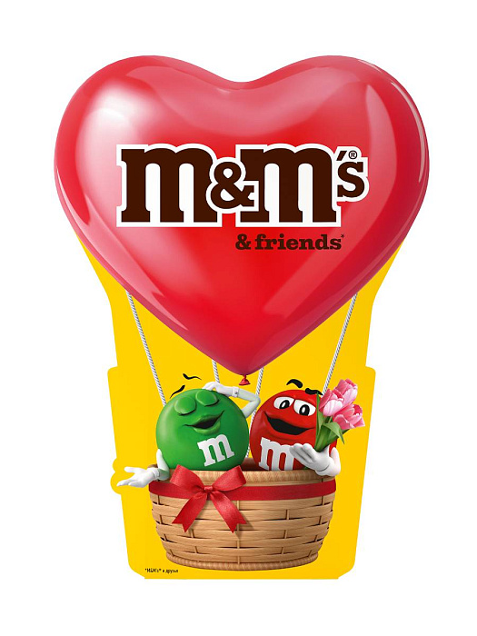 Сладкий подарок M&M'S и друзья Воздушный шар на 14 февраля и 8 марта, набор конфет M&M'S, Snickers, Twix, Bounty, Milky Way, Skittles (174 г.) купить в интернет-магазине icover