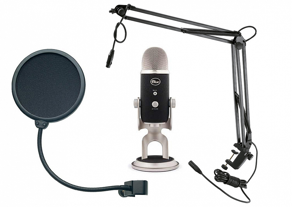Микрофон Blue Microphones Yeti Pro + микрофонная стойка Konig & Meyer 23850-311-55 + поп-фильтр Konig & Meyer 23956-000-55 купить в интернет-магазине icover