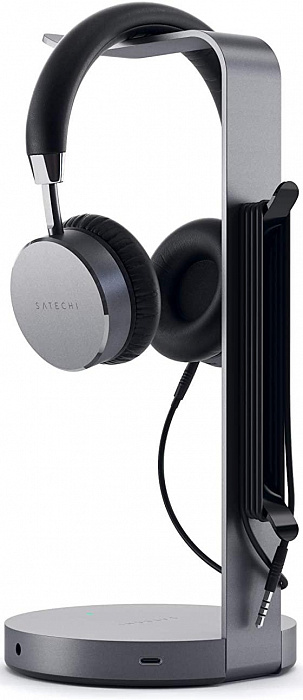 Подставка-хаб Satechi Aluminum USB Headphone Stand ST-UCHSHM (Space Gray) купить в интернет-магазине icover