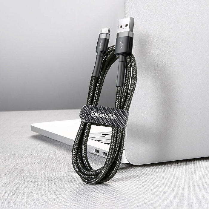 Кабель Baseus Cafule Series USB/USB-C 2m CATKLF-CG1 (Gray/Black) купить в интернет-магазине icover
