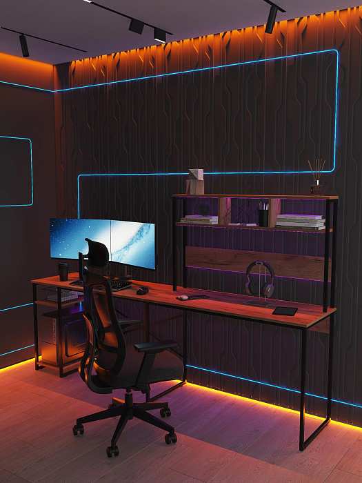 Стол компьютерный угловой лофт Ridberg ALASKA (Oak/Black) купить в интернет-магазине icover