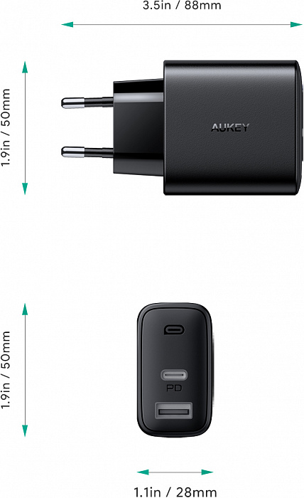 Сетевое зарядное устройство Aukey Swift Mix Dual-Port 20W PD + Aipower 12W купить в интернет-магазине icover