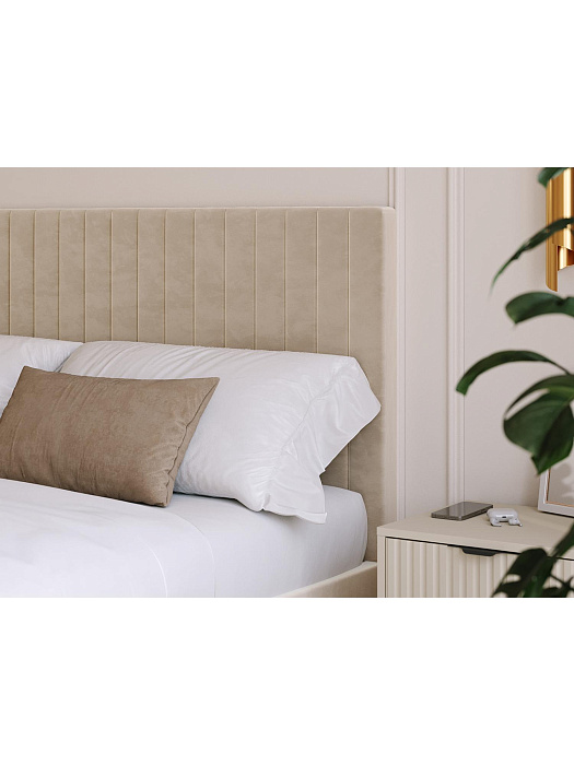 Кровать двуспальная RIDBERG LUGANO 160x200 Велюр NEO 03 (Biege) купить в интернет-магазине icover
