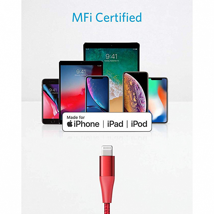 Кабель Anker Powerline+ II (A8653) USB-C to Lightning 1.8m (Red) купить в интернет-магазине icover