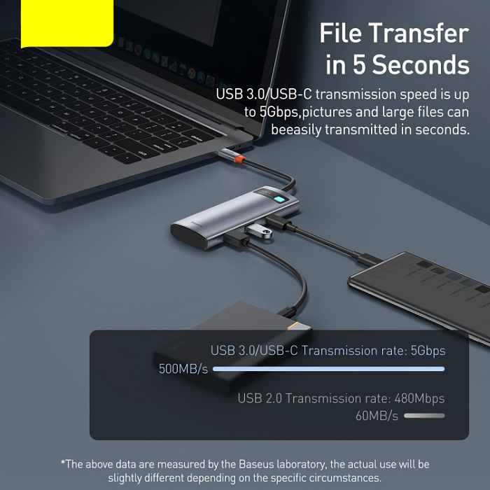 Хаб Baseus Metal Gleam (WKWG020113) 7-in-1 Multifunctional Type-C HUB Docking Station (Gray) купить в интернет-магазине icover