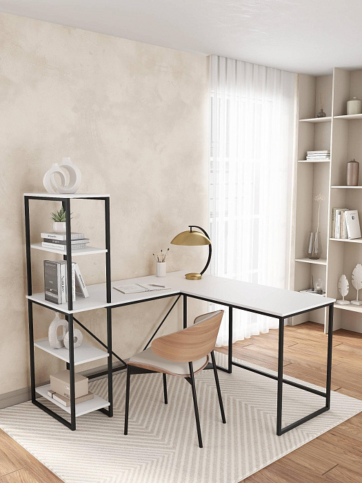Стол письменный угловой лофт RIDBERG ФЛОРИДА (White/Black) купить в интернет-магазине icover