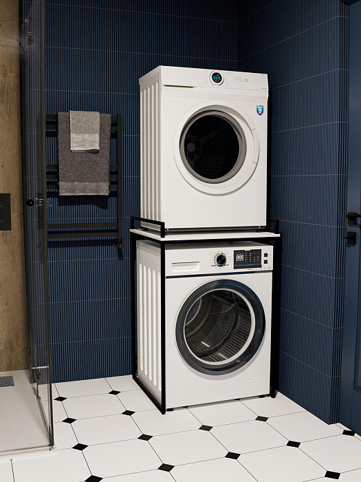 Стеллаж лофт для стиральной и сушильной машины RIDBERG CHICO (White/Black) купить в интернет-магазине icover