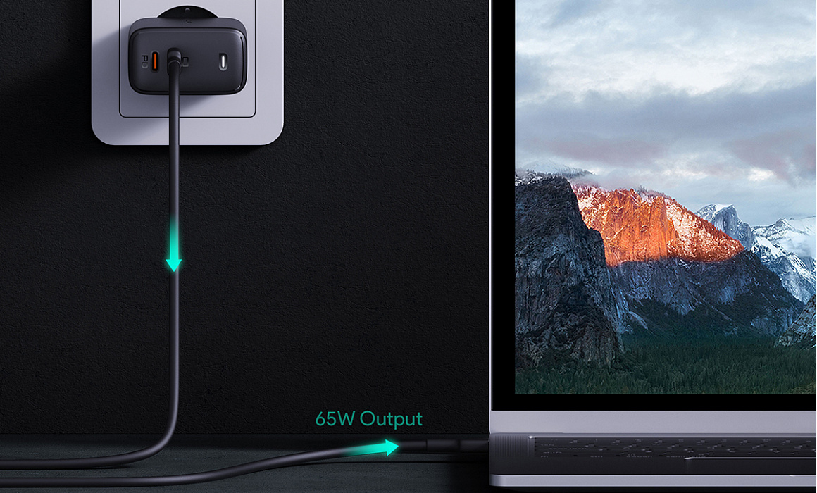 Сетевое зарядное устройство Aukey Omnia Duo PD 65W 2xUSB-C PA-B4 (Black) купить в интернет-магазине icover