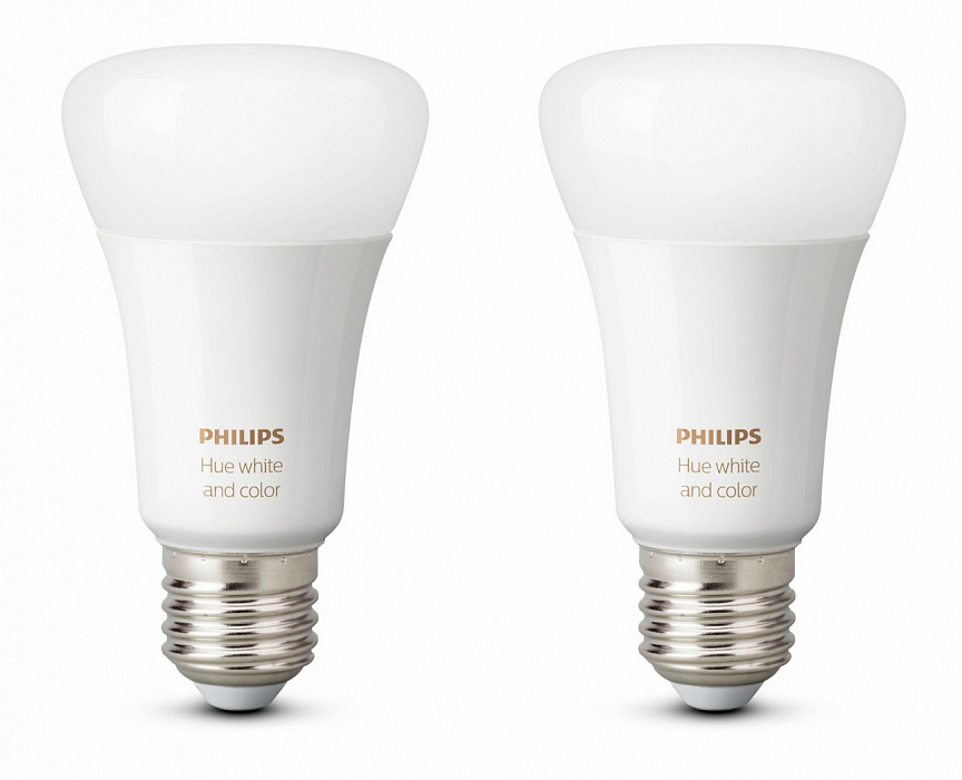 Умные светодиодные лампы Philips Hue White and Color Ambiance Bluetooth E27 2 шт (8718699673284) купить в интернет-магазине icover