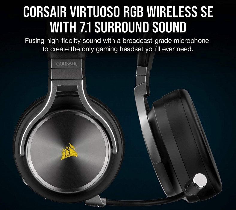 Игровая гарнитура Corsair Gaming Virtuoso RGB Wireless CA-9011180-EU (Gunmetal) купить в интернет-магазине icover