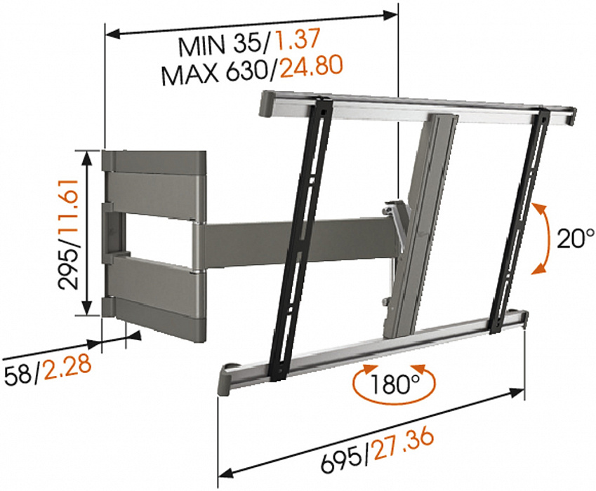 Vogel's Thin 345 - наклонно-поворотный кронштейн для телевизора 40-65" (Black) купить в интернет-магазине icover