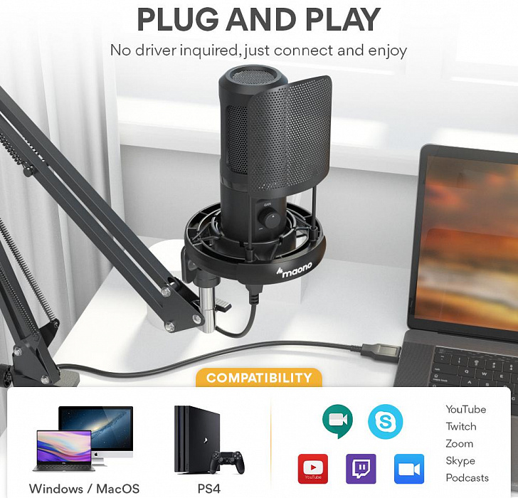 Микрофон Maono AU-PM461S (Black) купить в интернет-магазине icover
