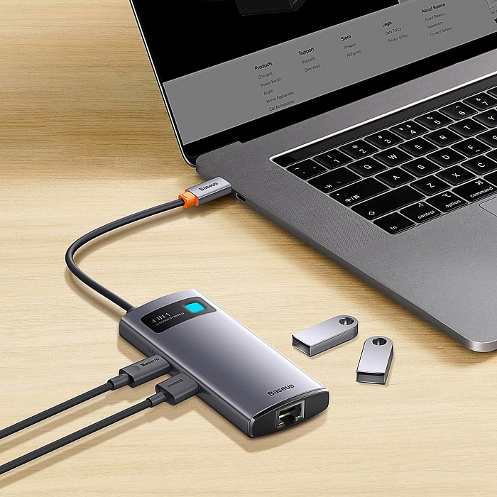 Хаб Baseus Metal Gleam (WKWG070113) 4-in-1 Multifunctional Type-C HUB Docking Station (Gray) купить в интернет-магазине icover