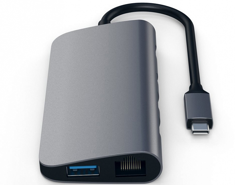 USB-концентратор Satechi Aluminum Type-C Multimedia Adapter ST-TCMM8PAM (Space Gray) купить в интернет-магазине icover