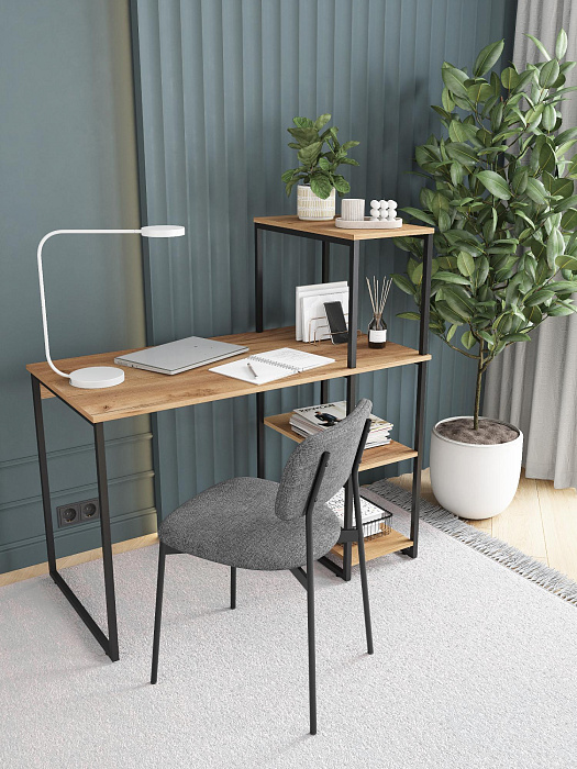 Стол-стеллаж лофт мини RIDBERG MEMPHIS (Oak/Black) купить в интернет-магазине icover